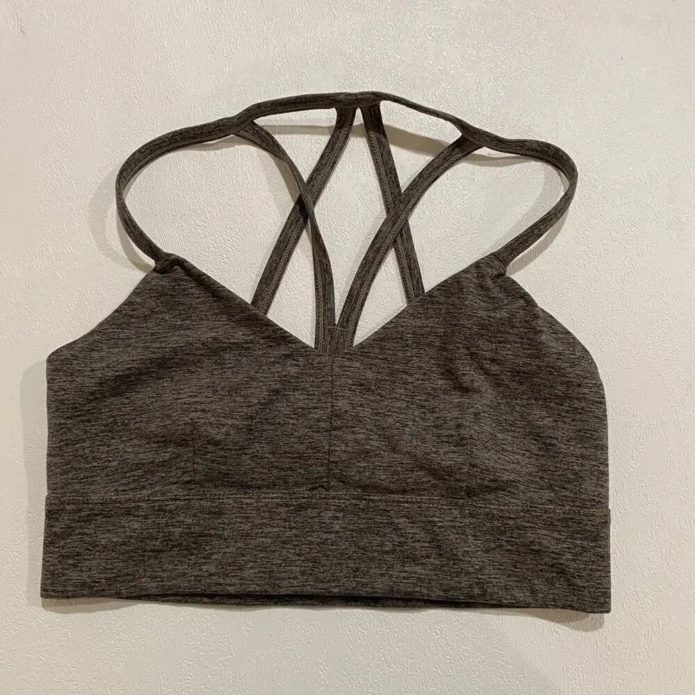 JoyLab Strappy Back Sports Bra Gray Heather Size M Medium
